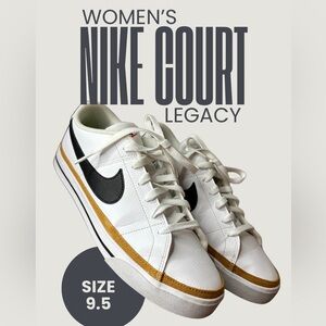 Nike Court Legacy Leather White and Gold Sneakers Women’s 9.5